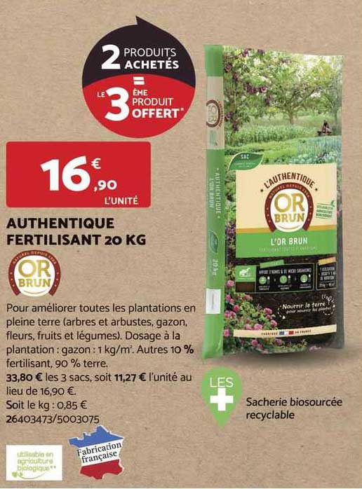 authentique fertilisant 20kg or brun