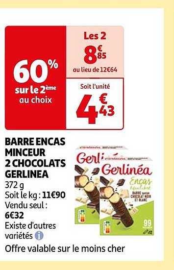 barre en cas minceur 2 chocolats gerlinea
