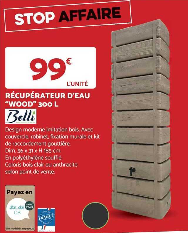 Belli Récupérateur D'eau "wood" 300 L