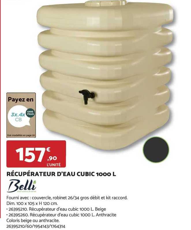 belli récupérateur d'eau cubic 1000 l