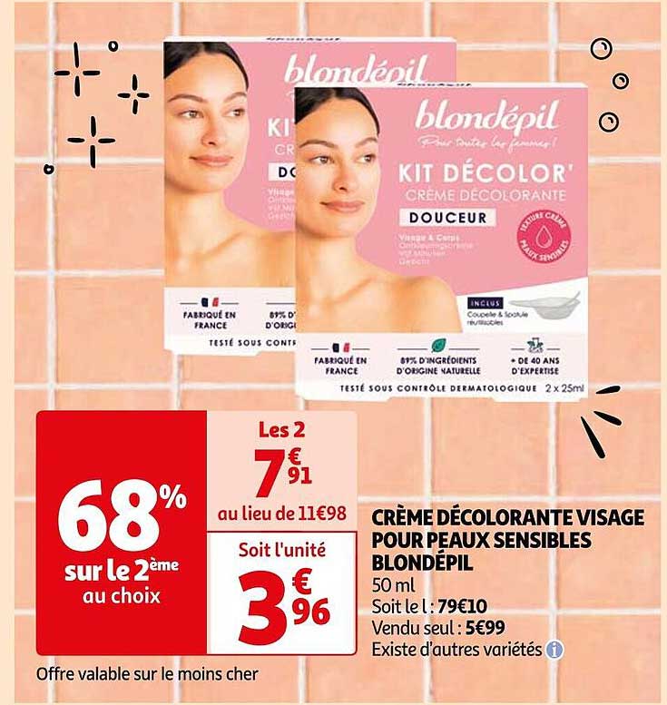 crème décolorante visage pour peaux sensibles blondépil