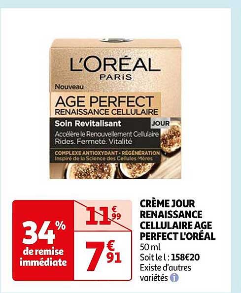 crème jour renaissance cellulaire age perfect l'oréal