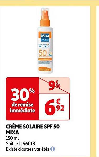 crème solaire spf 50 mixa