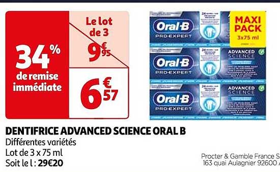 dentifrice advanced science oral b