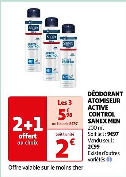 déodorant atomiseur active control sanex men