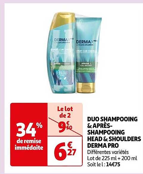 duo shampooing & après-shampooing head & shoulders derma pro