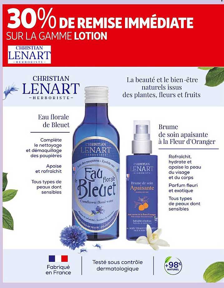 eau florale de bleuet christian lenart