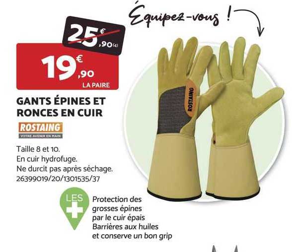gants épines et ronces en cuir rostaing