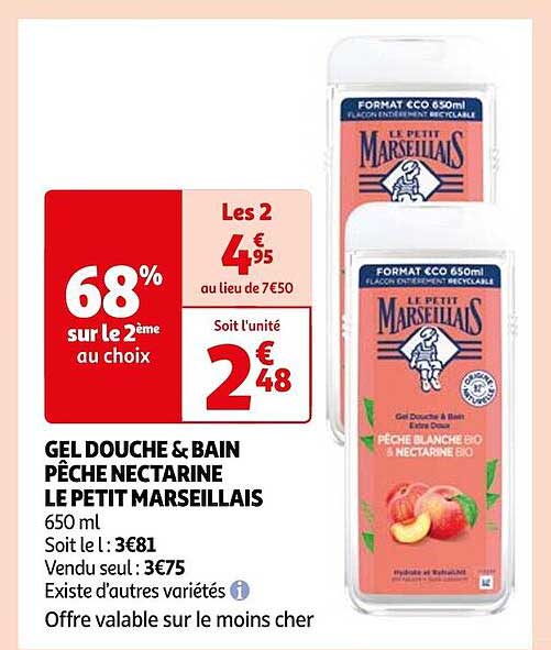 Gel Douche&bain Pêche Nectarine Le Petit Marseillais
