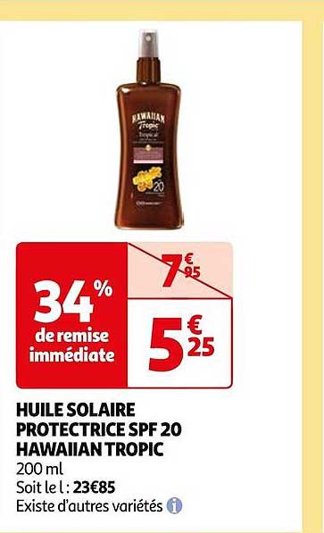 huile solaire protectrie spf 20 hawaiian tropic