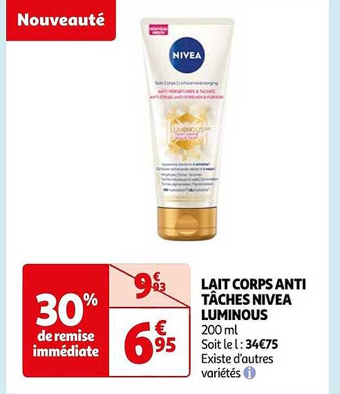 lait corps anti tâches nivea luminous