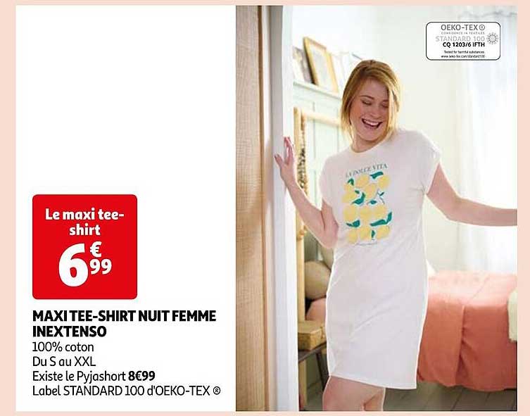maxi tee-shirt nuit femme inextenso