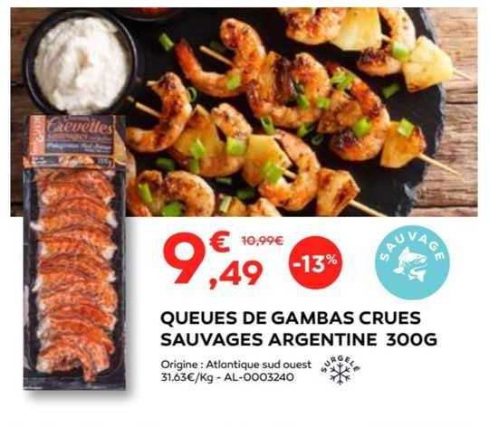 queues de gambas crues sauvages argentine 300g