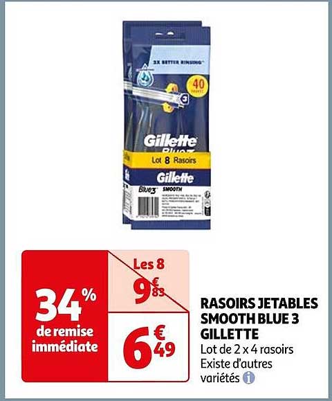 rasoirs jetables smooth blue 3 gillette