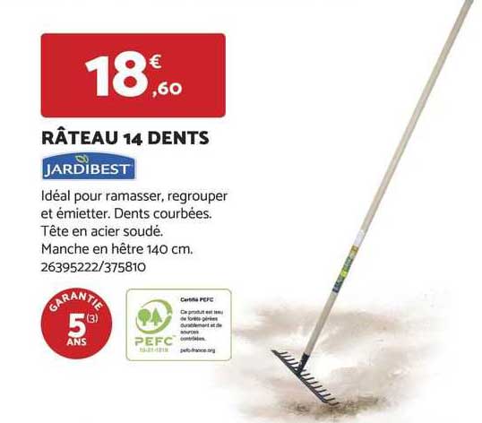 râteau 14 dents jardibest