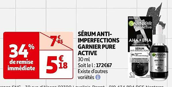 sérum anti-imperfections garnier pure active