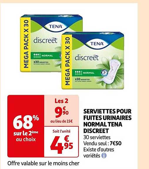 serviettes pour fuites urinaires normal tena discreet