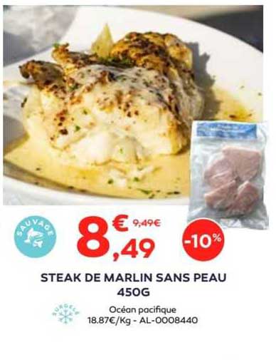 steak de marlin sans peau 450g
