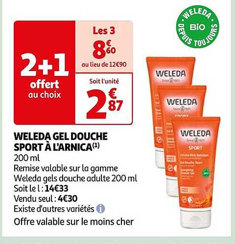 weleda gel douche sport à l'arnica