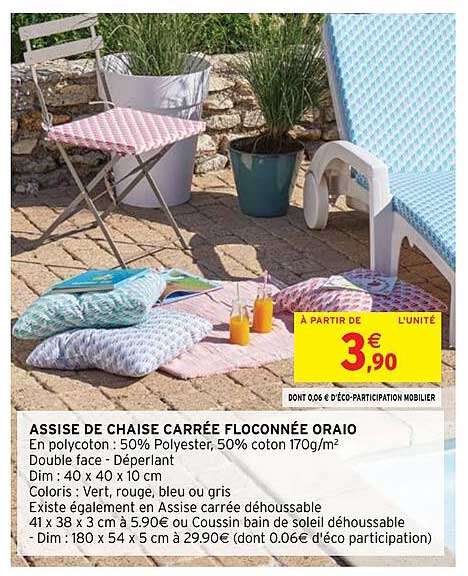 Assise De Chaise Carrée Floconnée Oraio