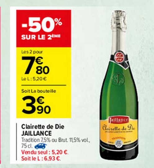 clairette de die jaillance -50% sur le 2ème