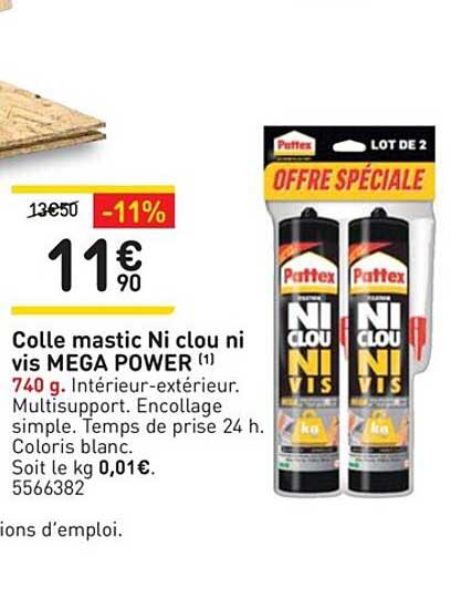 colle mastic ni clou ni vis mega power