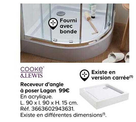 cooke&lewis receveur d'angle à poser lagan
