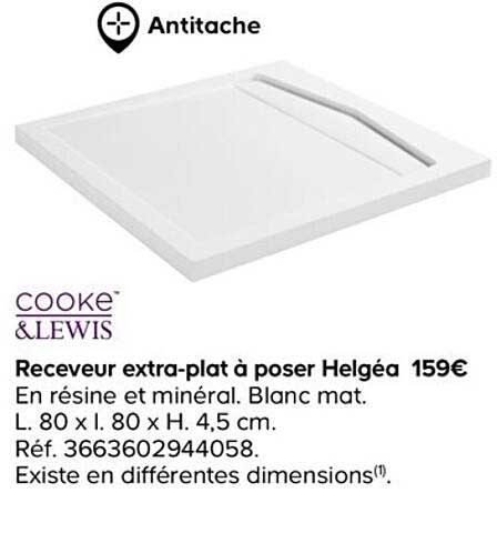 cooke&lewis receveur extra-plat à poser helgéa