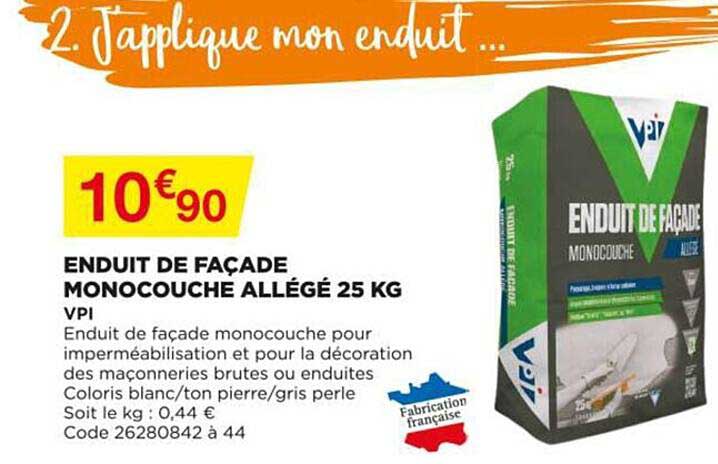 enduit de façade monocouche allégé 25 kg vpi