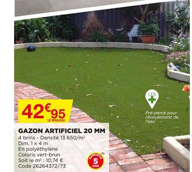 gazon artificiel 20 mm
