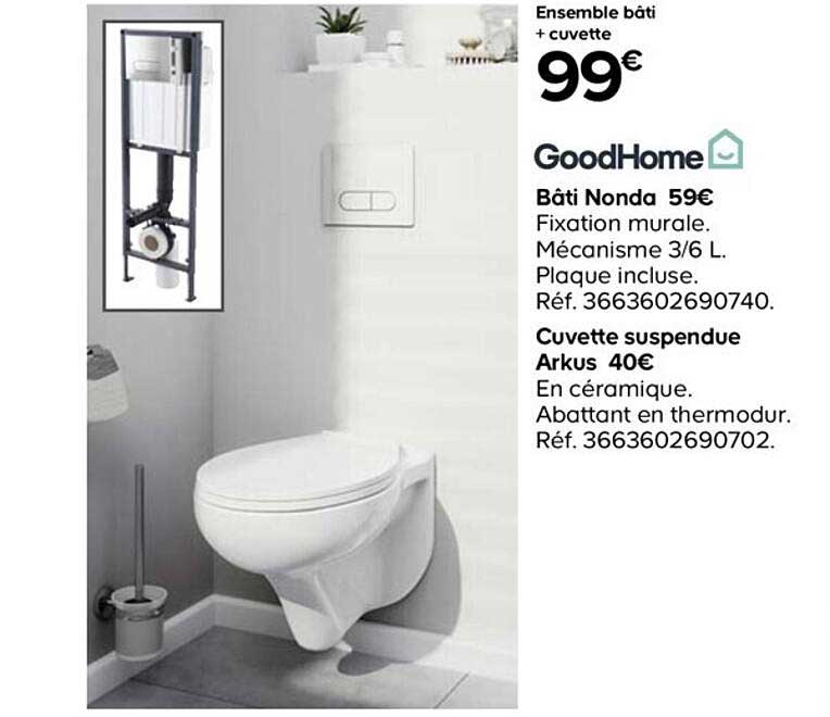 goodhome bâti nonda cuvette suspendue arkus