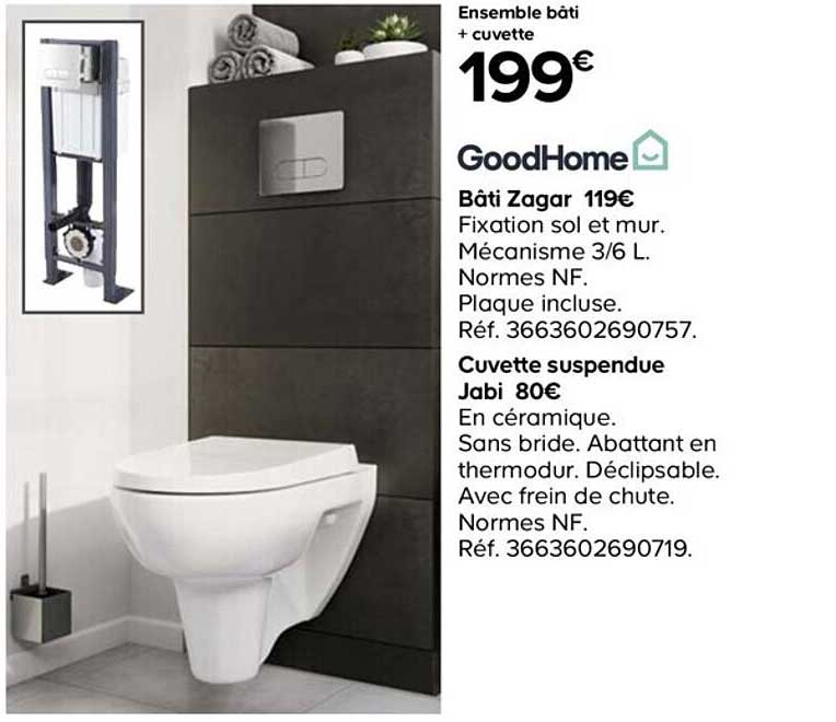 goodhome bâti zagar cuvette suspendue jabi