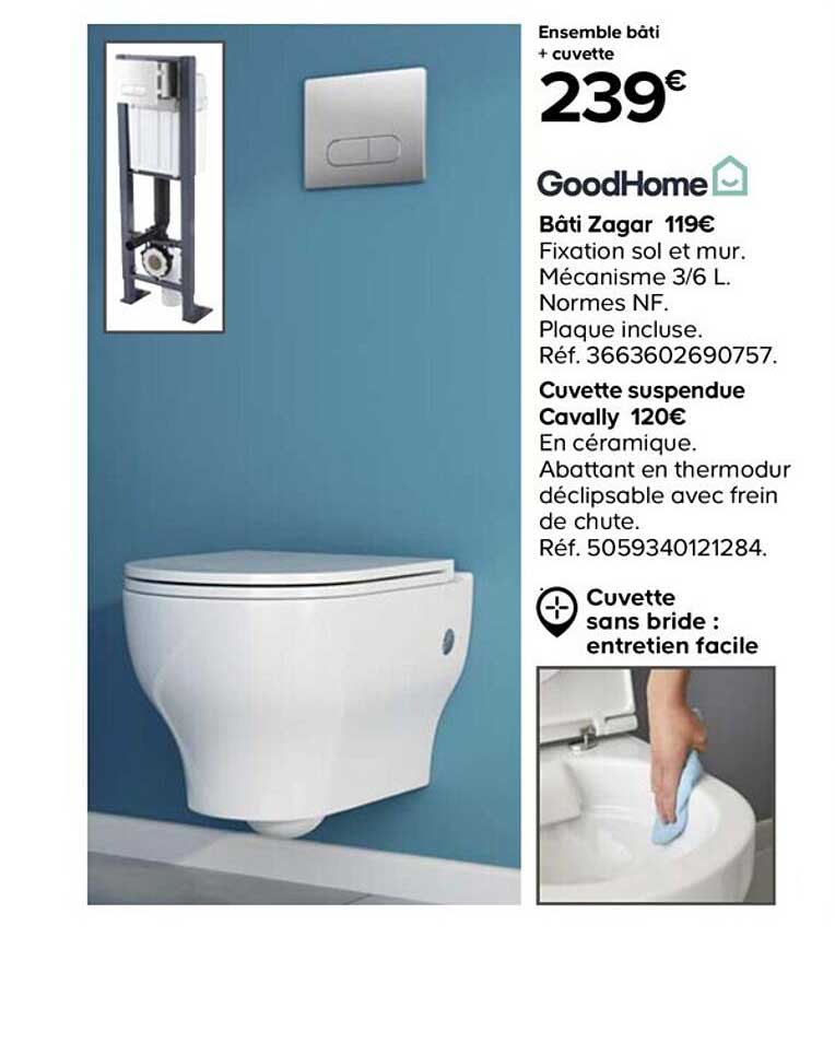 goodhome bâti zagar cuvette suspendue cavally
