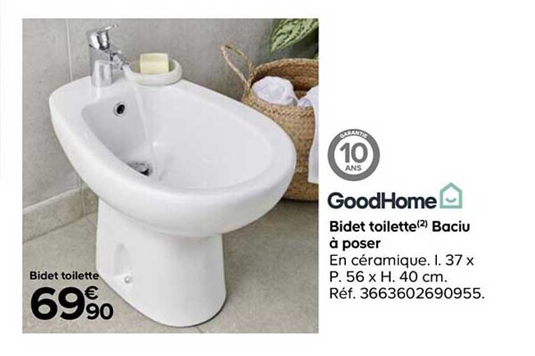 goodhome bidet toilette baciu à poser