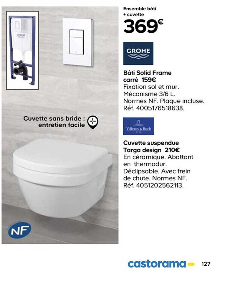 grohe bâti solid frame carré cuvette suspendu targa design