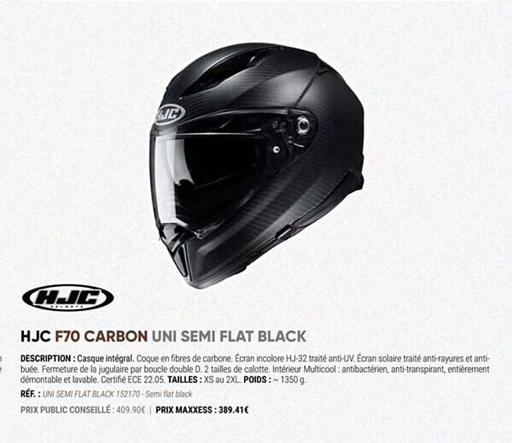 hjc f70 carbon uni semi flat black