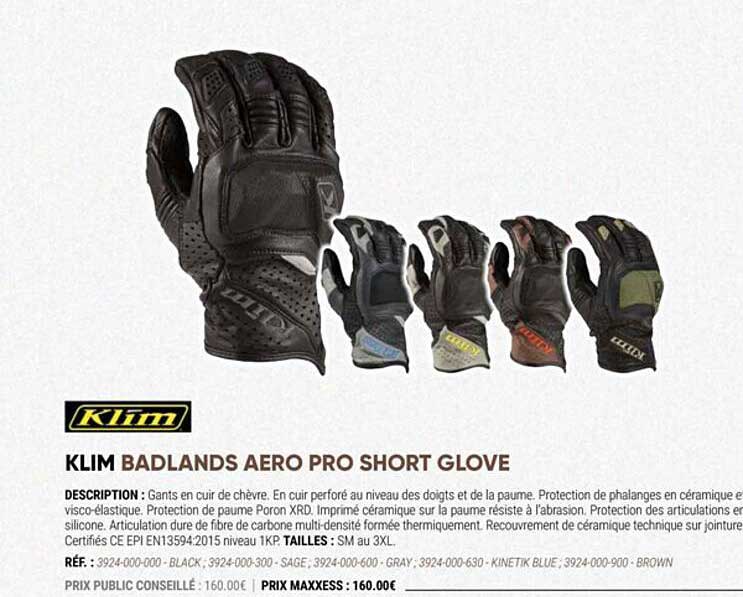 klim badlands aéro pro short glove
