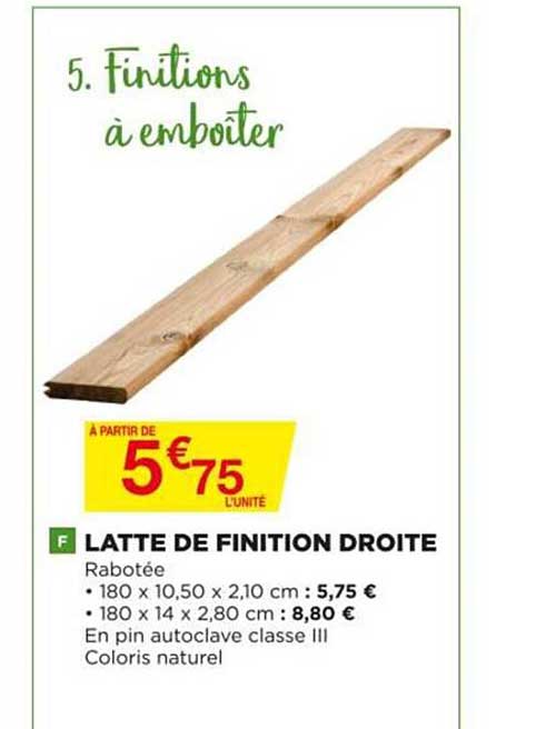 latte de finition droite