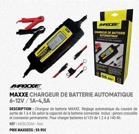 maxxe chargeur de batterie automatique 6-12v - 1a-4,5a