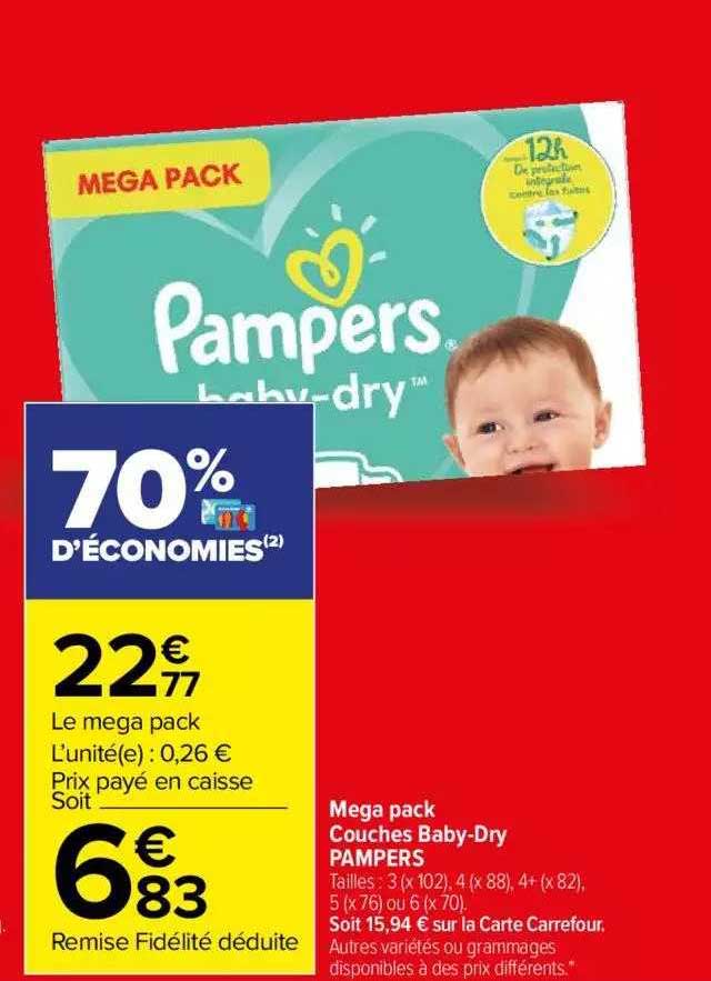 Mega Pack Couches Baby-dry Pampers
