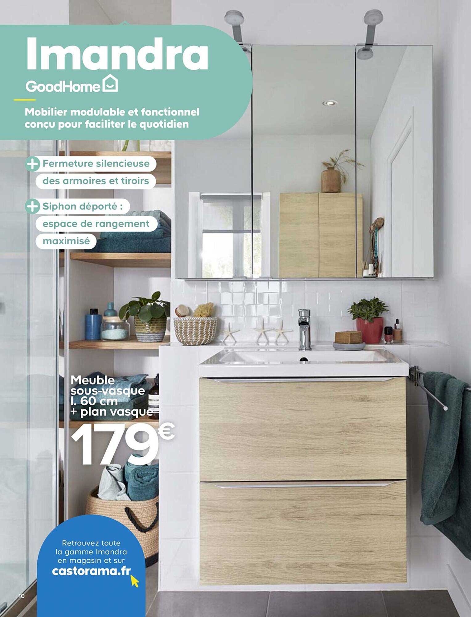 meuble sous-vasque l. 60 cm + plan vasque