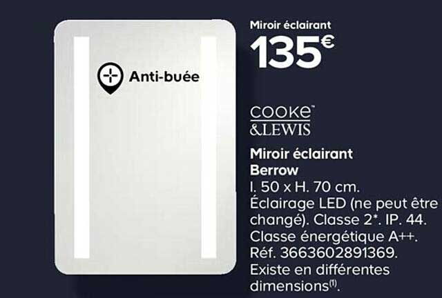 miroir éclairant berrow cooke&lewis