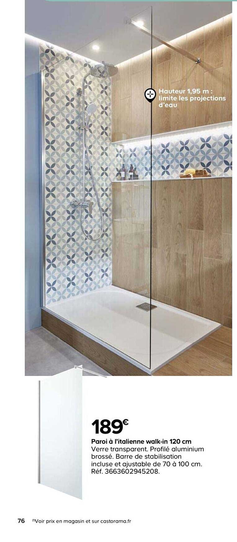 paroi à l'italienne walk-in 120 cm