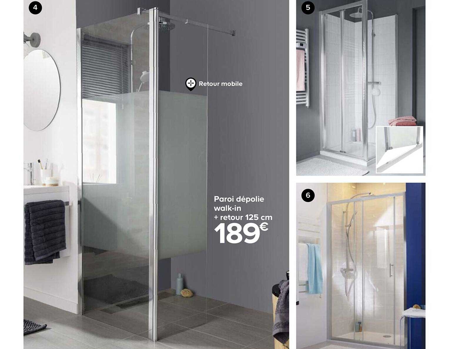 Paroi Dépolie Walk-in + Retour 125 Cm