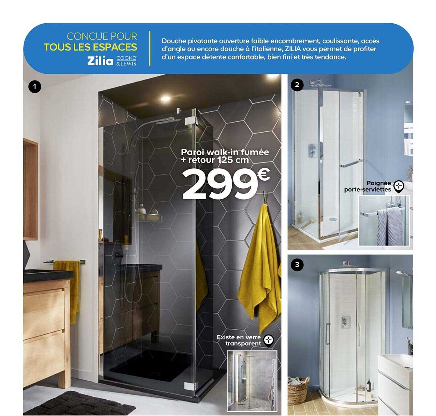 paroi walk-in fumée + retour 125 cm