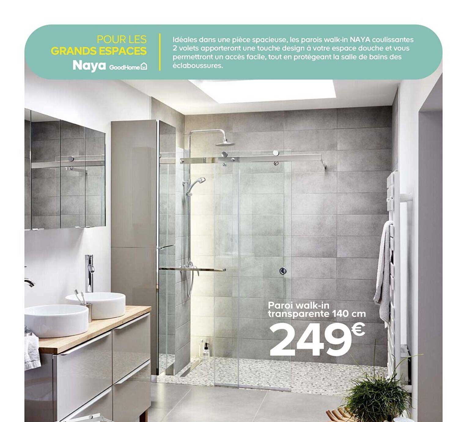 paroi walk-in transparente 140 cm