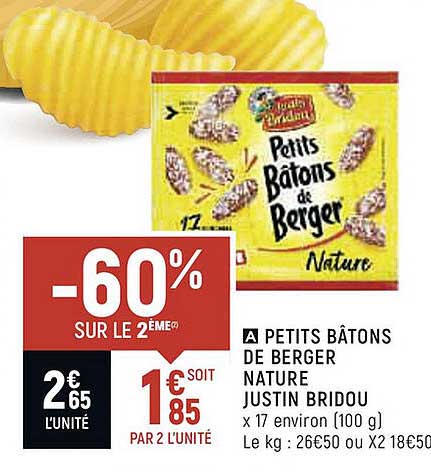 petits batons de berger nature justin bridou