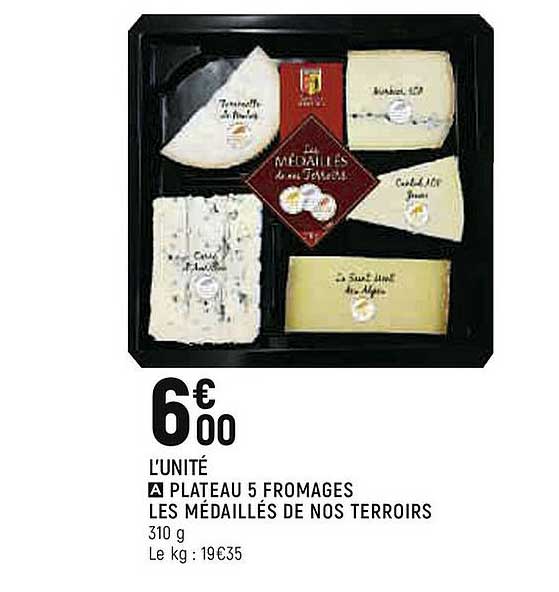 plateau 5 fromages les medailles de nos terroirs
