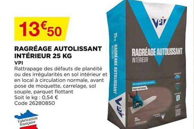 Ragréage Autolissant Intérieur 25 Kg Vpi
