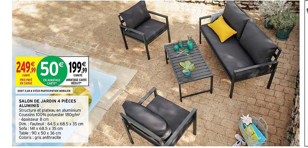 salon de jardin 4 pièces aluminis